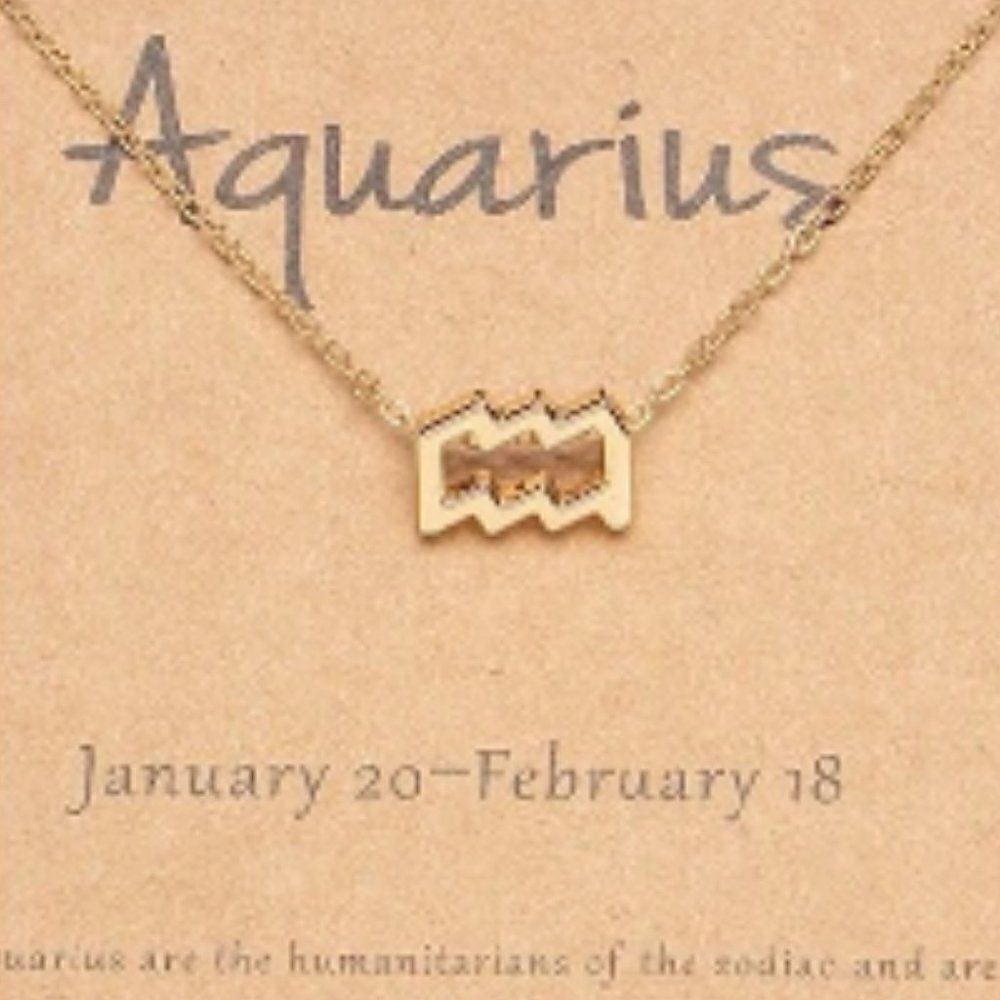 NWT, Aquarius Zodiac Sign Gold Charm Necklace